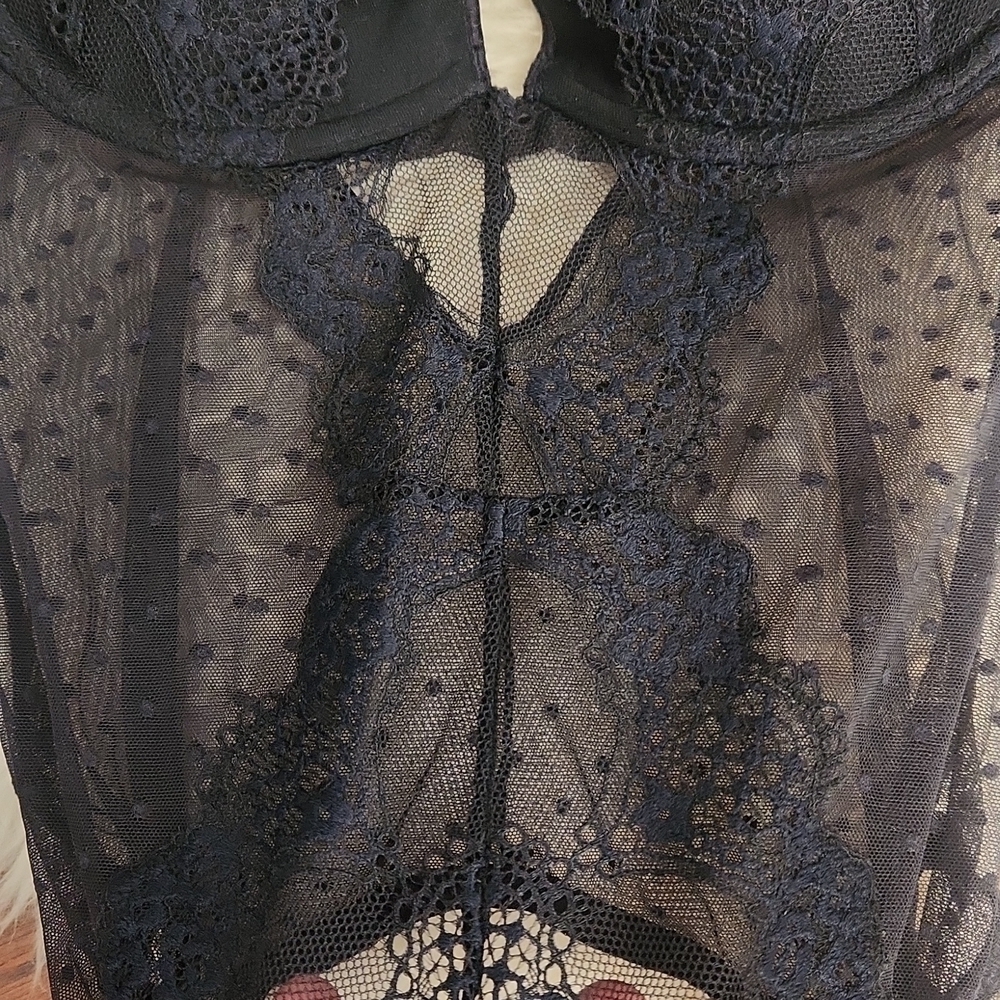 Adore Me Black Lace Mesh Bustier - Picture 4 of 5